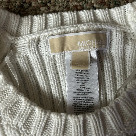 Michael Michael Kors White Cable Knit Chunky Sweater w/ gold zippers on side - Picture 4 of 4